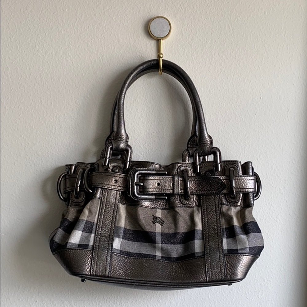 Burberry Beaton Gray Nova Check Shoulder Purse